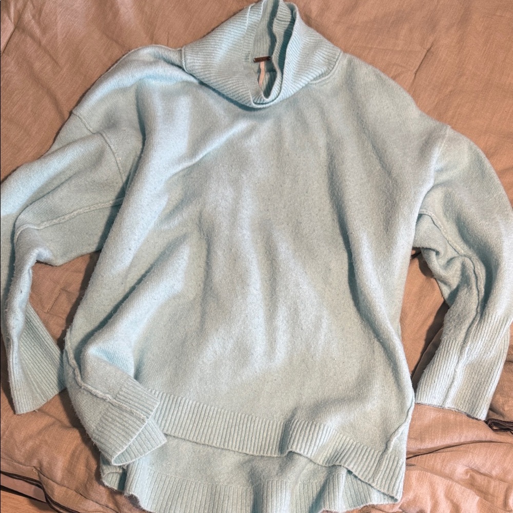 Free People Soft Sky Blue Turtleneck Sweater